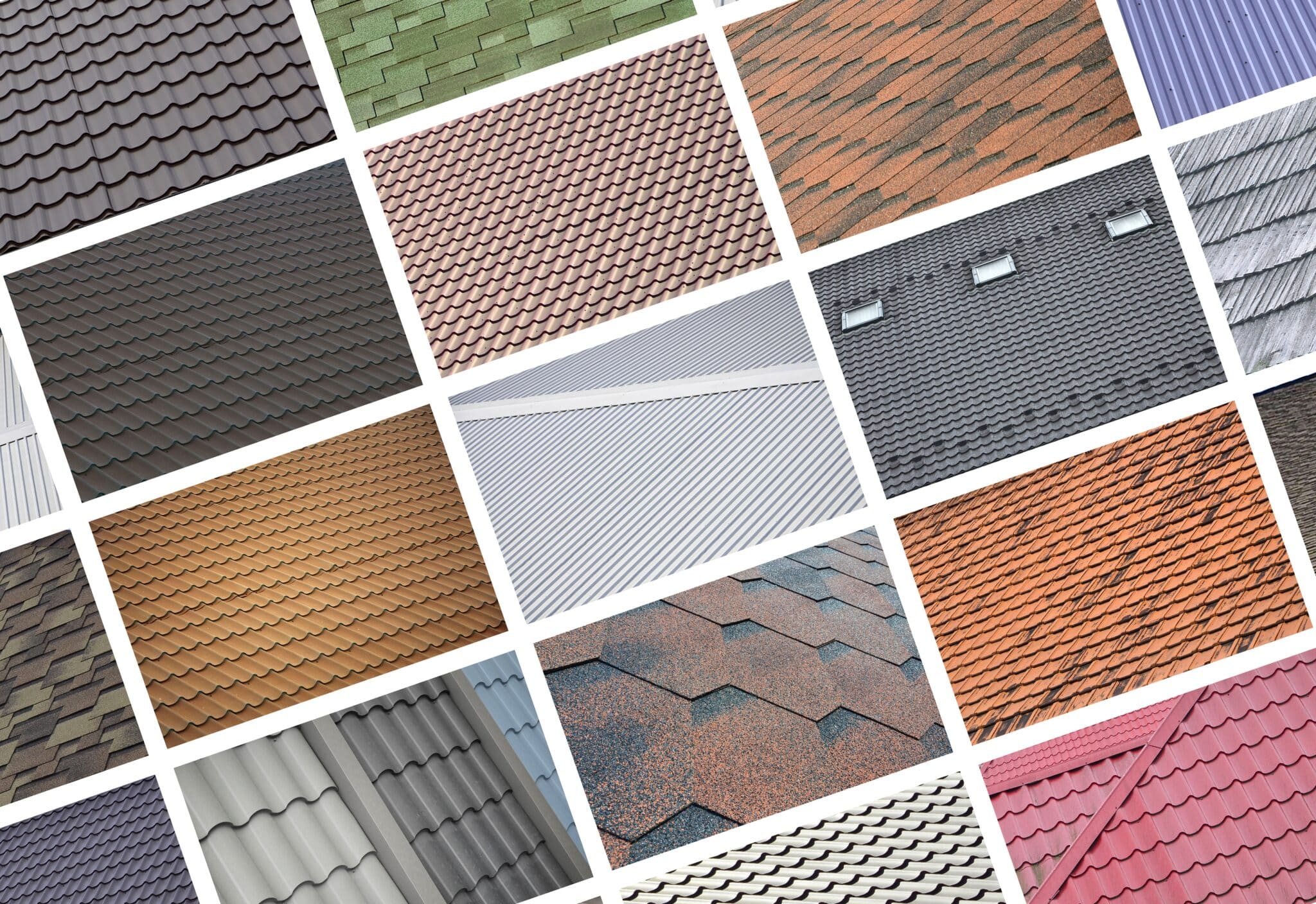 A collage of many pictures with fragments of various types of roof help choose what is the best roofing material